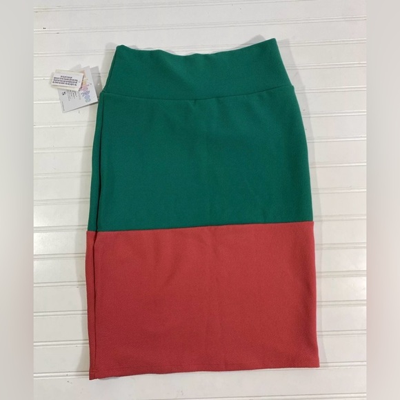 LuLaRoe Cassie Pencil Skirt Colorblock Green Pink Womens Size Small Stretch LLR - Picture 5 of 11